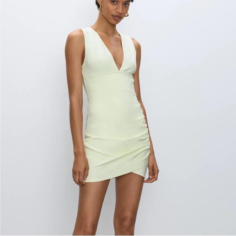 Aritzia Babaton Harrington Ruched V Neck Deep Plunge Mini Dress - Black - 4